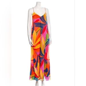 NWT Nicole Miller REVOLVE brand Halter Maxi Dress in Colorful Print Size L